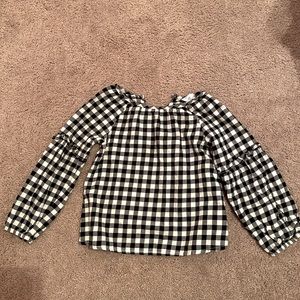 Gingham balloon sleeve top